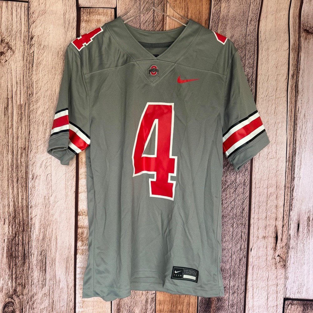 Nike Ohio State Buckeyes Jersey #4 Dri-FIT Gray Football Fan Gear Size Small